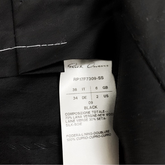 Rick Owens FW17 Wool Silk Astaires Cropped Trousers - Picture 6 of 6